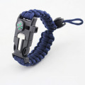 Paracord Survival Bracelet com um cabo de pára-quedas 350LB, Fire Starter, bússola embutida, Flint, faca de emergência &amp; apito